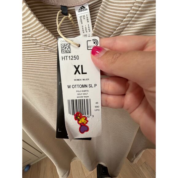 adidas Women's Wonder Taupe Two Color Ottoman Polo Shirt Size XL - Picture 7 of 7